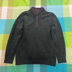 L.L.Bean Merino Lamb’s Wool Olive Quarter Zip Pullover